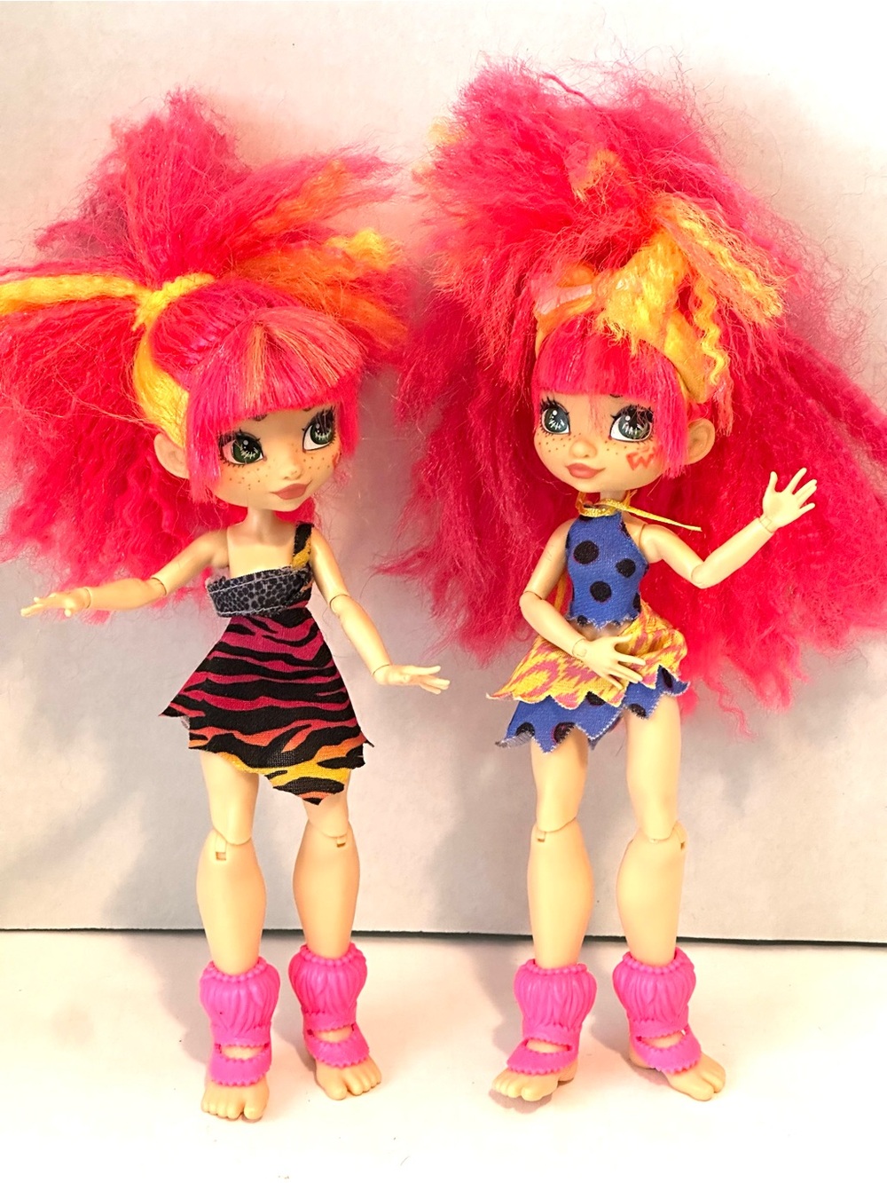 Mattel Cave Girl Club Prehistoric Dino 8in Dolls Set of 2